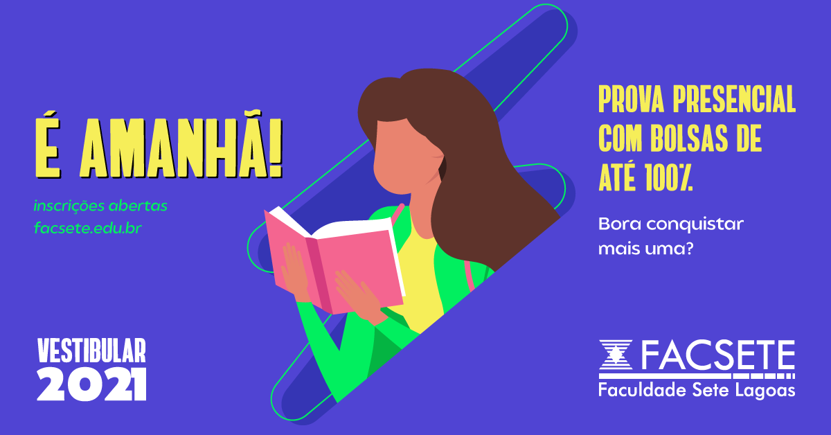 facsete's tweet photo. ⚠  É amanhã! Ainda dá tempo de realizar a sua inscrição e participar do vestibular presencial para concorrer a bolsas de até 100%.
É só acessar: https://t.co/dfiXis6x3B e se jogar nessa conquista! 

#juntospelofuturo https://t.co/yTnC8DE8qp