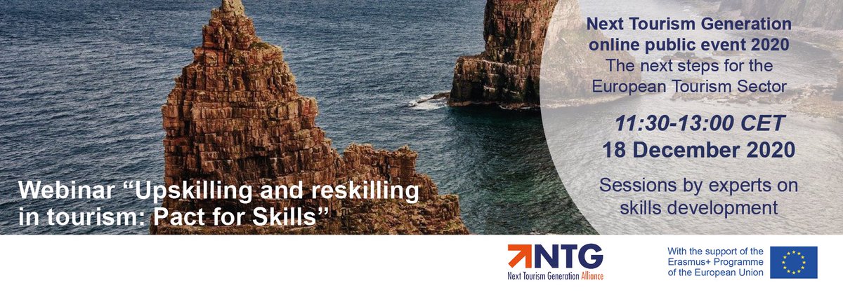Register now! The Next Tourism Generation (free) online public event on Friday 18 December. We invited international experts to talk about the future of digital, social &amp; green/environmental skills development in tourism. More information and registration: nexttourismgeneration.eu/event/ntg-webi…