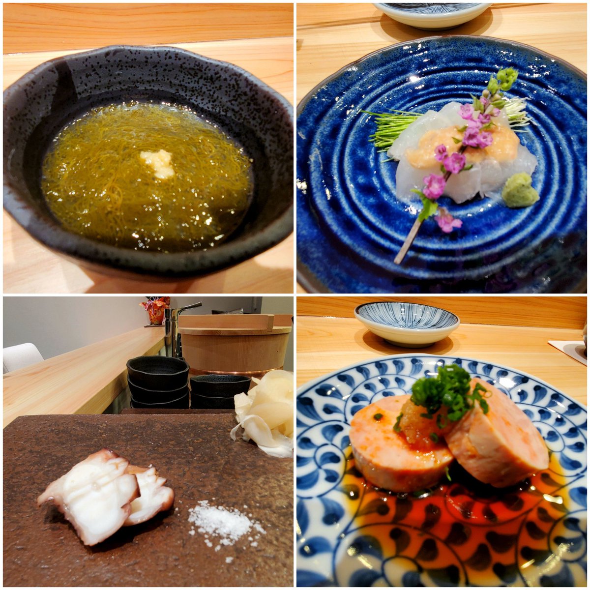 しゅん Fully Vaccinated 築地 寿司 鮨 鮨聖 築地場外の鮨聖 すしきよ さんのおまかせコース 続き 白イカ 車エビ 大トロ カマ下 新イクラ 雲丹 穴子 塩 煮ツメ トロたく 追加 鰹 赤身漬け 改めて彼の仕事の丁寧さ 美しさに