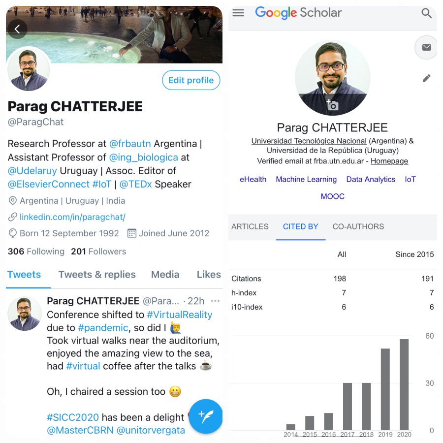 Passed some moments thinking in this last leg of 2020, what will I touch first, 200 citations or 200 followers...🤣

Till the last week, #GoogleScholar was winning, but today finally @Twitter followers crossed my citations 😬 

<a href="/AcademicChatter/">Academic Chatter™</a> #AcademicChatter