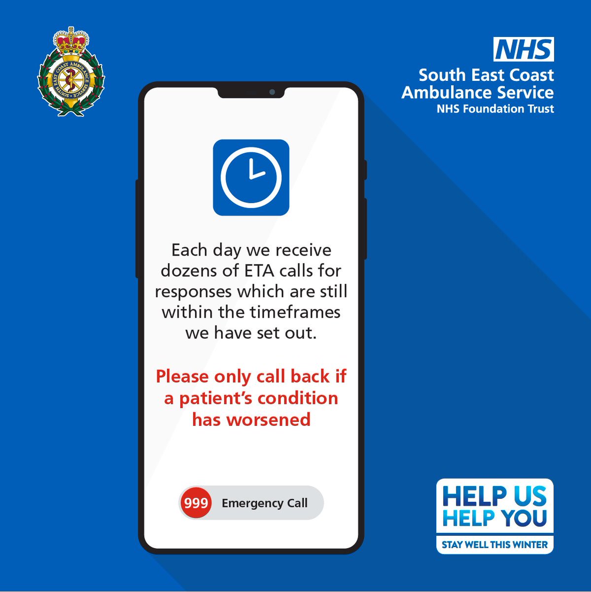 SECAmbulance's tweet photo. We continue to be extremely busy and expect to remain so throughout the weekend. Please make use of all alternatives to 999 including 111 when it's not a serious emergency. We are working hard to reach patients while prioritising those who are most seriously ill and injured https://t.co/inNiLNLjRQ