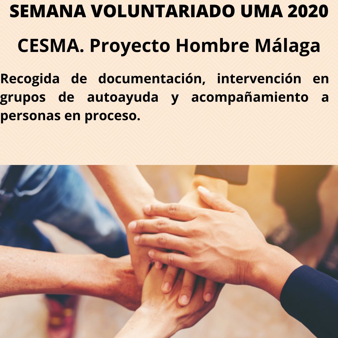 Voluntariado UMA (@voluntariadouma) on Twitter photo Semana del Voluntariado de @vestudiantesuma @infouma
Seguro que has oído hablar de <a href="/PHombreMalaga/">Proyecto Hombre</a> pero ¿conoces en qué puedes colaborar con tu voluntariado?
#daelpaso #somosvoluntarios Semana del Voluntariado de @vestudiantesuma @infouma
Seguro que has oído hablar de <a href="/PHombreMalaga/">Proyecto Hombre</a> pero ¿conoces en qué puedes colaborar con tu voluntariado?
#daelpaso #somosvoluntarios