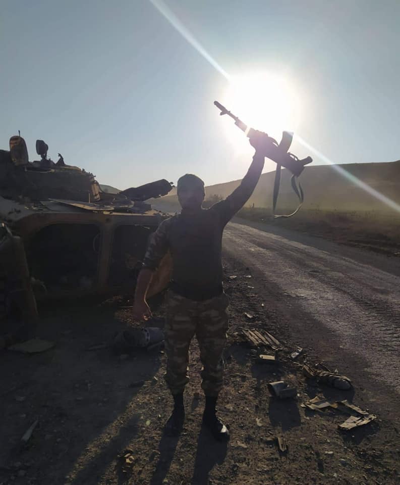 21. From same source as pic 4 tweet 20  https://www.facebook.com/qazaxlilara/photos/?ref=page_internal P1+2 Destroyed NKR BMP-2 not on our list. See subsequent tweet for NKR camouflage.P 3) URALP4) D-44 85mm divisional gun. Scene suggests abandoned/captured but colour suggests Azeri. Add comment if you have more info