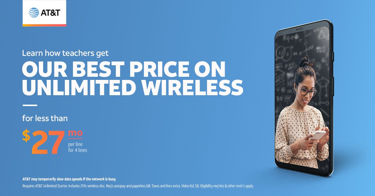 MaWalpole's tweet photo. Teachers, we appreciate all you give for our future generations, which is why you now get exclusive savings with AT&amp;T. Stop by our AT&amp;T Store at 555 Providence Hwy, Walpole, MA or call us at 508-850-9433 to learn how to get our best price on Unlimited today! https://t.co/nXdNLCmpbo