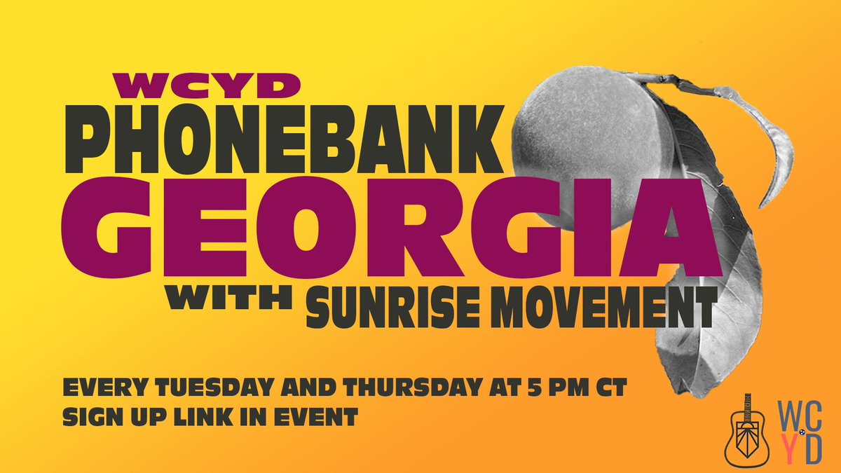 Phonebank Georgia with us! We are using <a href="/sunrisemvmt/">Sunrise Movement 🌅</a>'s pre-set events every Tuesday and Thursday at 5 pm to phonebank for <a href="/ReverendWarnock/">Reverend Raphael Warnock</a> and <a href="/ossoff/">Jon Ossoff</a>. Let's win that Senate majority!

Direct signup (refresh weekly):  mobilize.us/sunrise/event/…
FB event:  facebook.com/events/4089072…
