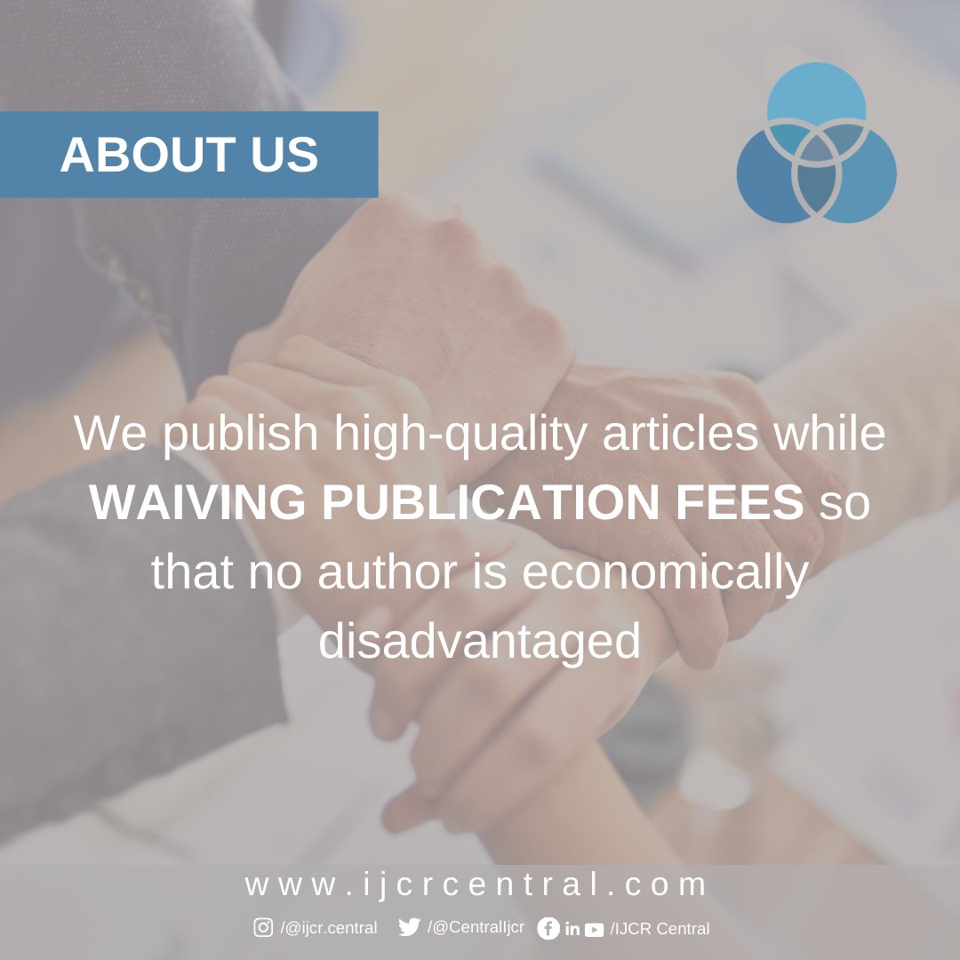 CentralIjcr's tweet photo. We ensure that no organizations or #authors are financially disadvantaged!
#equityinpublishing #journal #IJCRCentral https://t.co/Lp9l2vy1nG