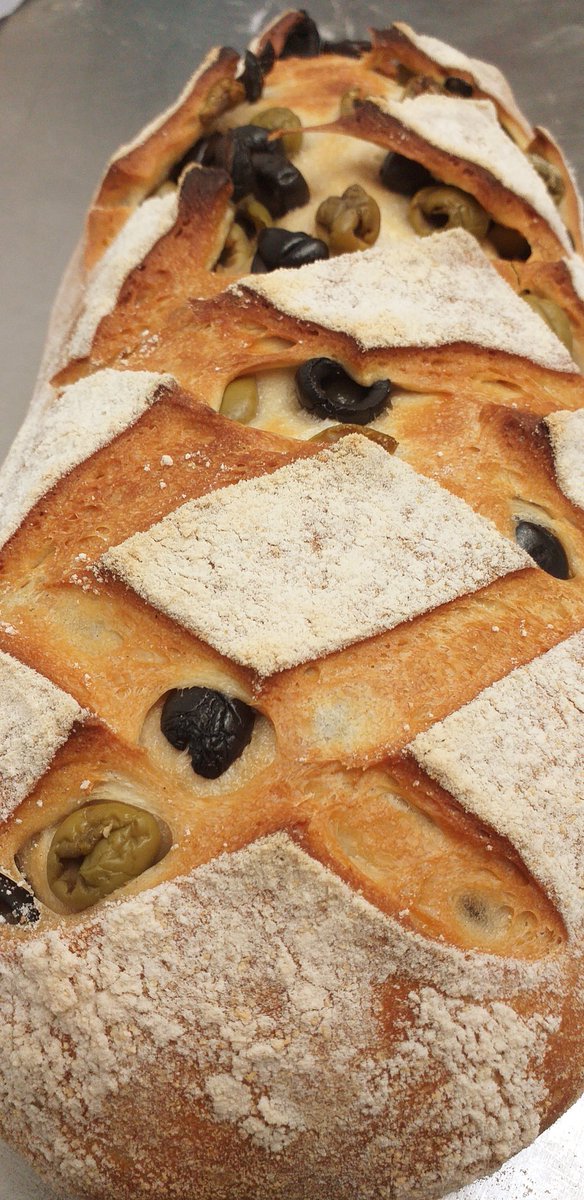 Ivycottagebaker's tweet image. Two olive bread #olivebread #bread #realbread #microbakery #cumbria #madeincumbria #handmade #freshbaked #buylocal #shoplocal #knowyourfoodsource #kingofthetable #olives