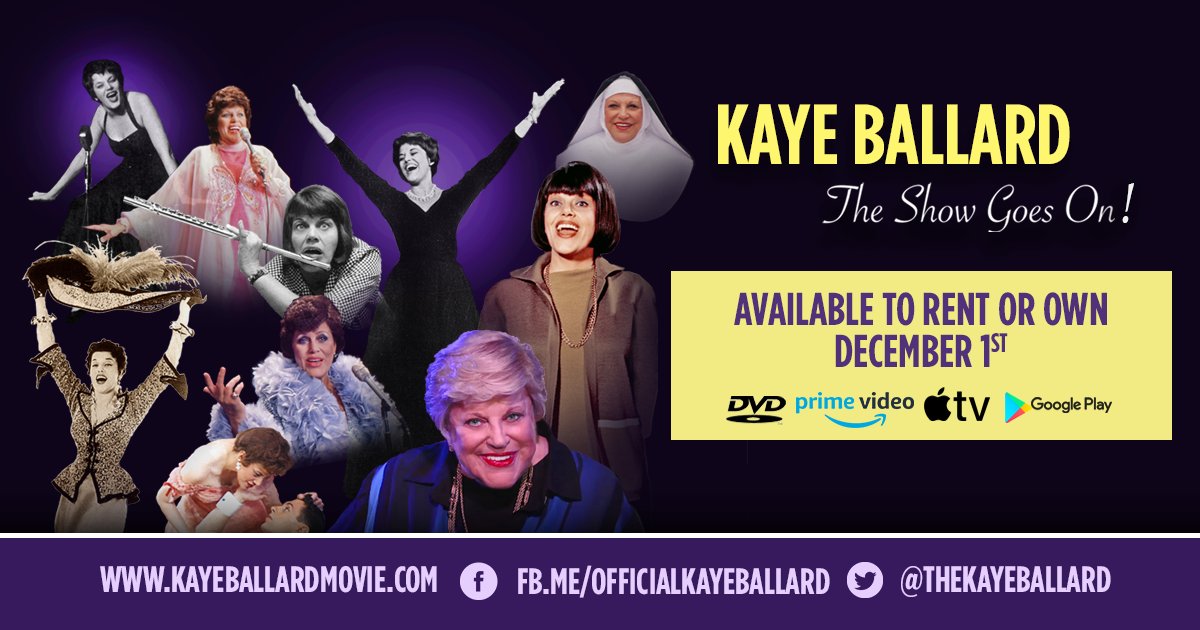 TheKayeBallard's tweet photo. During a career that spanned more than 60 years, #KayeBallard shared the spotlight with some of the world’s biggest stars. Her versatility and range was dazzling. 💫
Make plans to learn more about a bonafide show biz icon on 12/1. Sign up for a reminder: https://t.co/KcRY5ShUYW https://t.co/JIqm90krz9