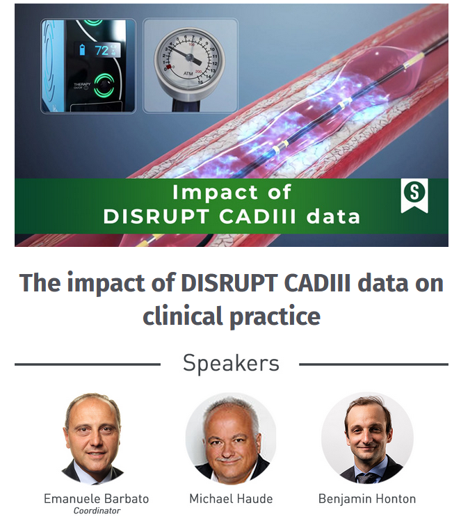 On Monday 7 Dec 5pm Paris⏰join @EmanueleBarba13 Michael Haude & @HontonB for this webinar to learn how to adopt IVL for treatment of calcified lesions & to appraise the latest results from DISRUPT CADIII clinical trial. Register pcronline.com/tiny/url/506577 Sponsored by @ShockwaveIVL