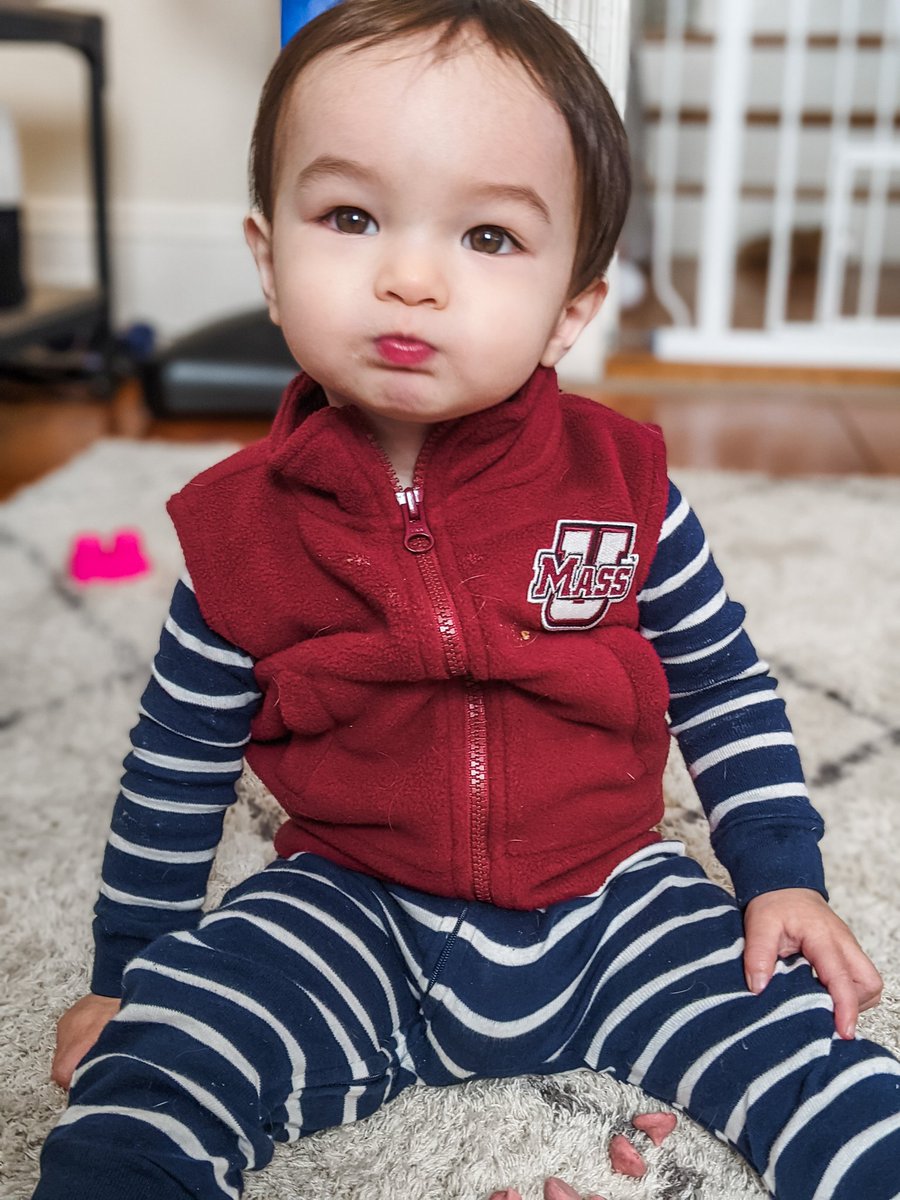 nikki_soo's tweet photo. Met @soomass freshman year at @UMassAmherst and have been together for 16 years since, so naturally Jules is showing his pride on our anniversary ❤️ we will always hold UMass so dear to our family! #UMass #love #baby #cute #lookinggood https://t.co/1PjHoFwPZm