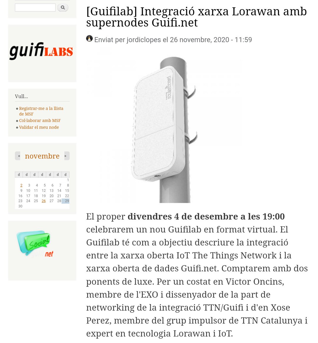 COVIDWarriors's tweet photo. #ConectemJA #ConectemosYA
[STREAMING] Event dels nostres socis de @matarosensefils @CapEstudiant sobre
✓Tecnologies #IoT obertes #LPWA #LoraWAN
✓Projectes de connectivitat oberts com @guifinet @ttncat
Solucions sociotecniques 🙌 per projectes com els que fem a #COVIDWarriors https://t.co/OvBpzBoizB