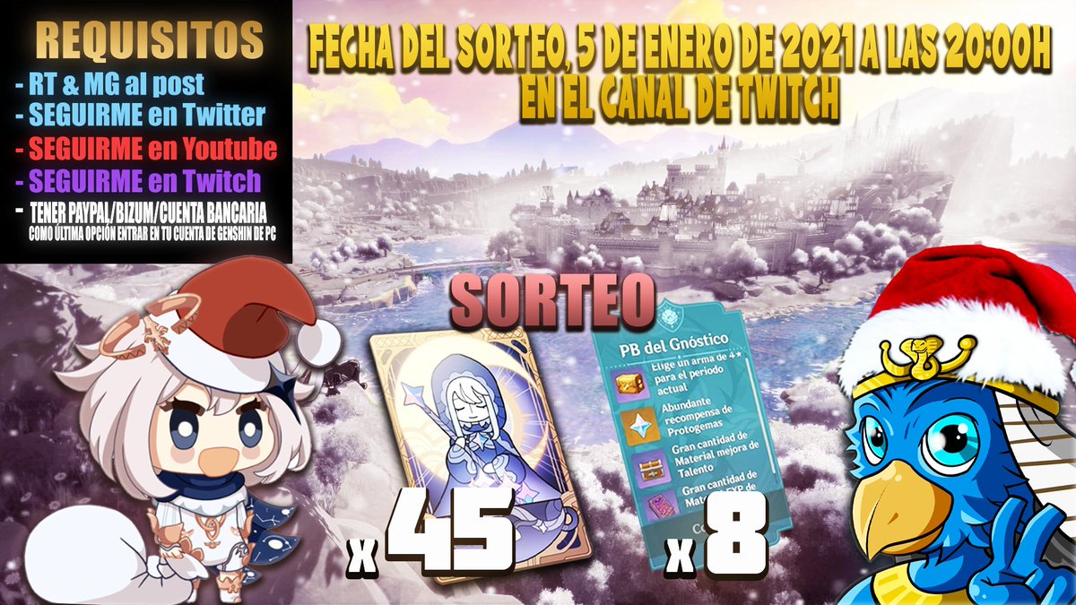 RaF2Preal's tweet photo. Estos meses han sido de los mejores en yt y twitch para mi, para celebrarlo aprovechando que se viene Navidad, Reyes y... nuevos banners de Genshin Impact🤣quiero hacer un sorteo Navideño para ¡todos vosotros! Es un sorteo de objetivos.🥰Os quiero🥰 @GenshinImpact @GenshinImpesp https://t.co/AUHpXXtKWd