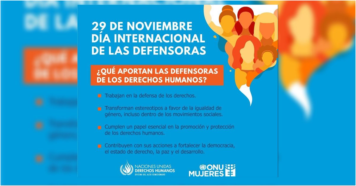 Voces_Gender's tweet photo. Día Internacional de las Defensoras de Derechos humanos.
#20nov2020 https://t.co/Hbs0W15a5P
