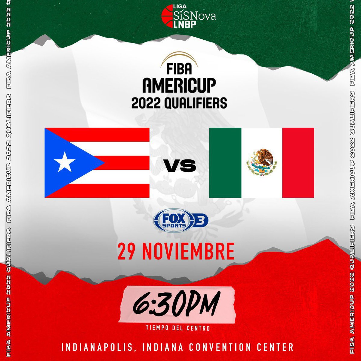 SergioGanemLNBP's tweet photo. 🙌🏻| HOY JUEGA MÉXICO!!!
🇵🇷 vs 🇲🇽
#PuertoRico VS #México
⏰ 6:30 pm
En VIVO x 📺 #FoxSport3
@americup
@CONADE @sisnovamx @valuegf
@LNBPoficial https://t.co/craQkwE59N