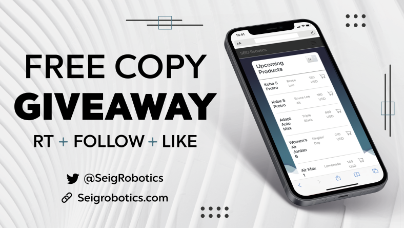 SeigRobotics's tweet image. Giveaway Time 🥳

2x Nike SNKRS Bot Copy 👀

RT + LIKE 🔁 
and follow me @SeigRobotics 

Good luck!