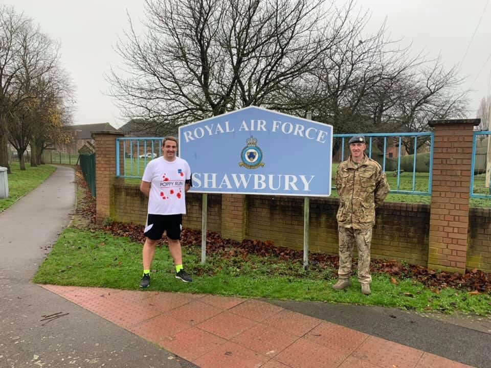 Had the pleasure welcoming Carl at the finish of his Poppy Run today <a href="/RAF_Shawbury/">RAF Shawbury</a> Throughout Nov competing 154km 🏃‍♂️💨 For a non runner you did awesome👏 🙏🏻 for supporting our forces. 
<a href="/UKRunChat/">UKRunChat</a> <a href="/WestMidsPoppy/">Royal British Legion West Mids</a> <a href="/PoppyLegion/">Royal British Legion</a> <a href="/RoyalAirForce/">Royal Air Force</a> 
Donate below 🙏🏻 
mypoppyrun.britishlegion.org.uk/fundraising/My…