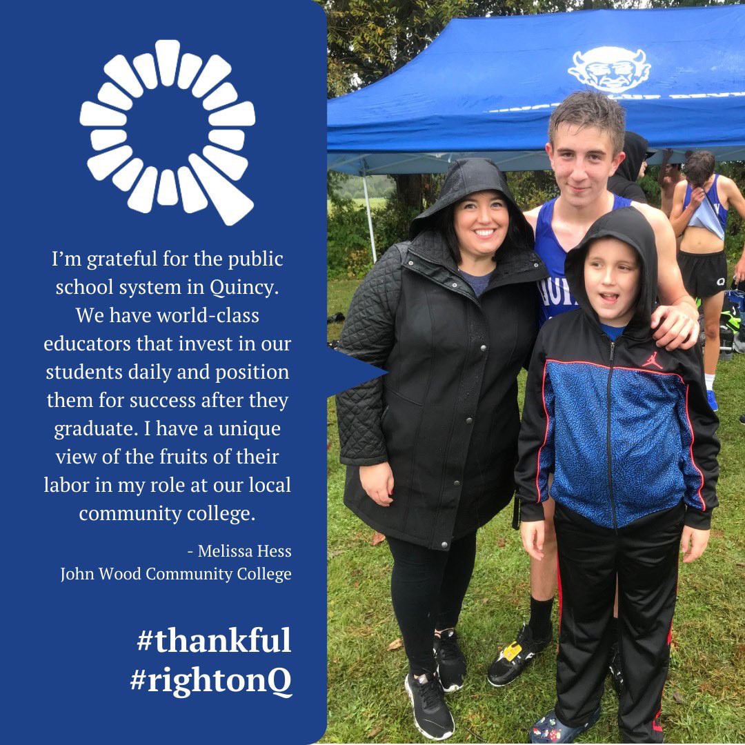 RightonQuincy's tweet photo. “I’m grateful for the public school system in Quincy. We have world-class educators that invest in our students daily and position them for success after they graduate...”

-Melissa Hess
@jdub_cc @WoodBlazer 
@QPS_172 

#thankful #rightonq #QuincyIL #AdamsCoIL #community https://t.co/36CpY5XHk5