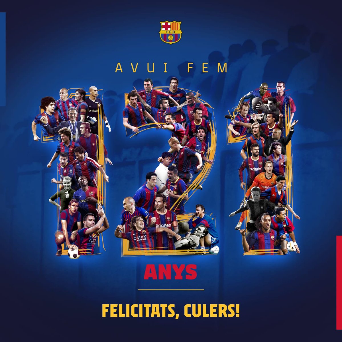 PenyaCienfuegos's tweet image. 1️⃣2️⃣1️⃣ AÑOS‼️‼️‼️ 
LA HISTORIA CONTINÚA🔵🔴
BARÇA BARÇA BAAAARÇA 💙♥️
#FCB #Barca121 #Barcelonafc #VISCAELBARCA