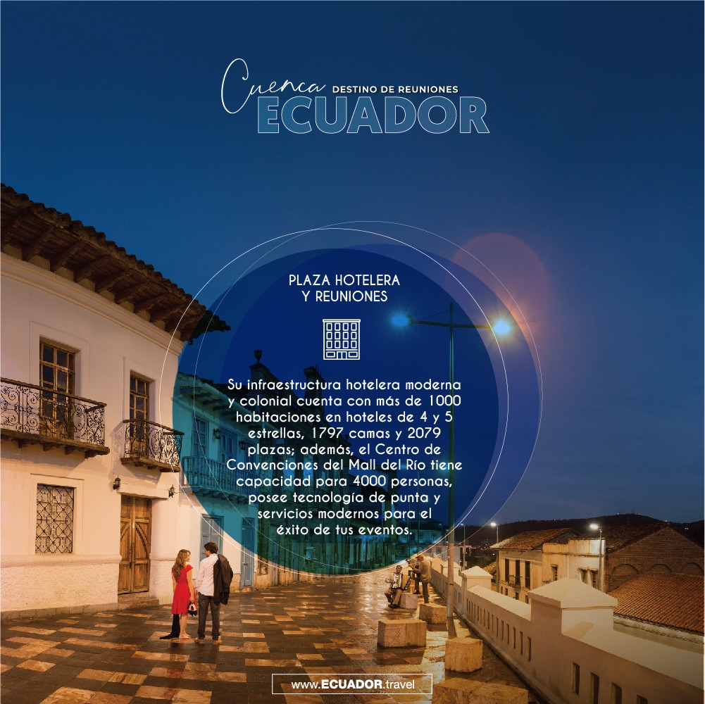 Estratégicamente ubicada al Sur del Ecuador, Cuenca encanta a sus visitantes por su combinación de culturas cañari, inca y española. Su infraestructura hotelera moderna y colonial es perfecta para eventos pequeños. 
#IndustriaDeReunionesEc #EcuadorMeetings #MeetInCuenca