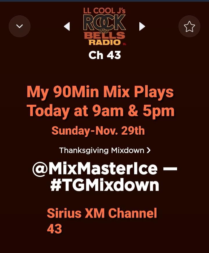 Hear my exclusive 90 minute set on LL COOL J’s Rock The Bells Radio using the @SiriusXM app. Listen free now, thru December 1st  siriusxm.com/RockTheBellsFL

Sirius XM (channel 43) #RockTheBells

Check me out today at 5pm est