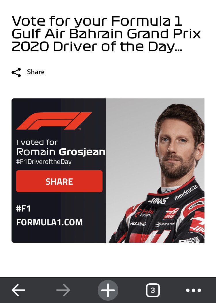 frits_h's tweet photo. ⁦@RGrosjean⁩ ⁦@VanGamerenF1⁩ ⁦@Olav_Mol⁩  Kom op mannen, kan er maar 1 zijn vandaag. #DriverOfTheDay https://t.co/kMJEpQ04MO