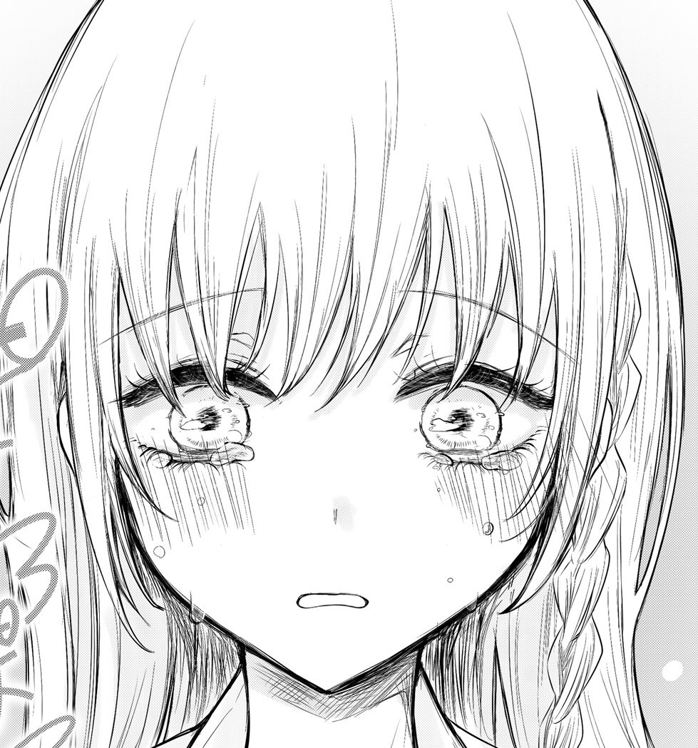 crying anime girl lineart