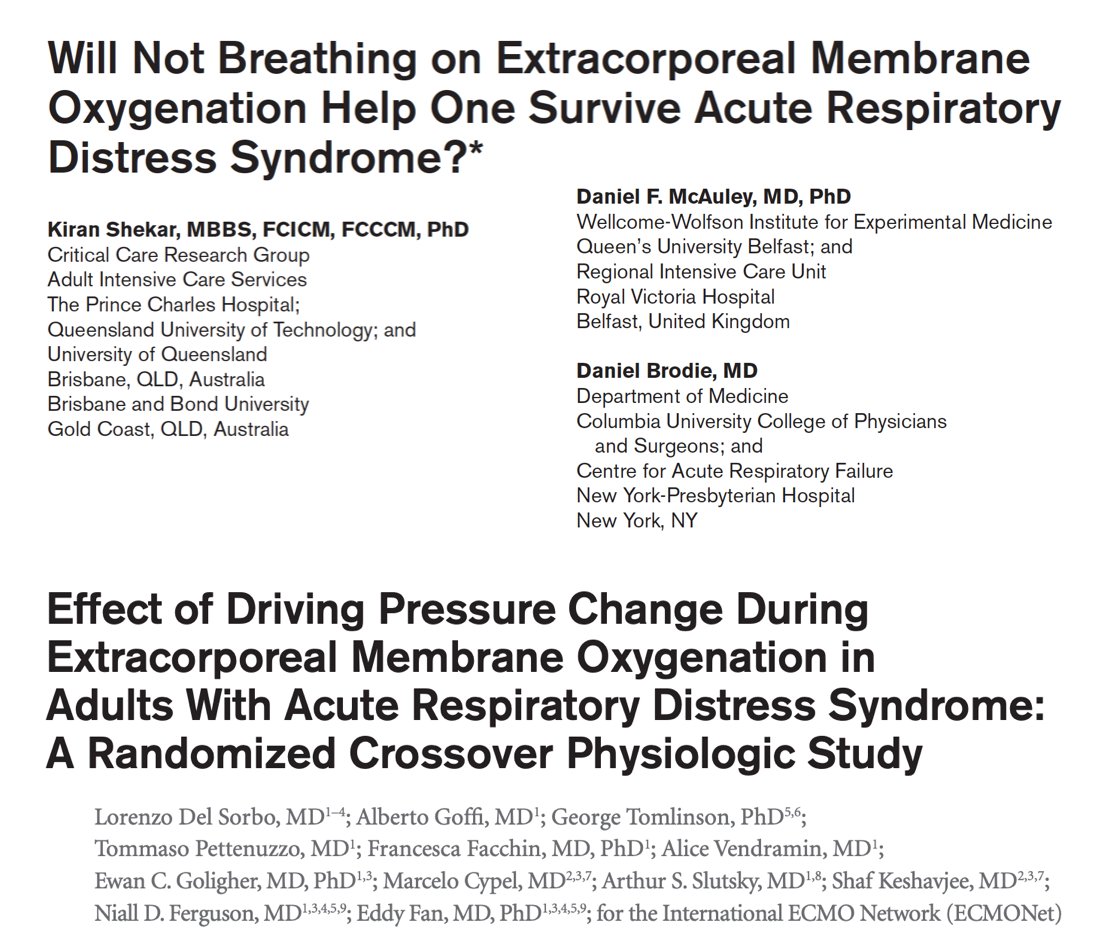 May not breathing help #ARDS patients on #ECMO to survive? bit.ly/3qd6ZXx

Editorial referred to Del Sorbo et al.
Impact of change in driving pressure in adult patients with severe #ARDS requiring veno-venous #ECMO  bit.ly/39mIuBv