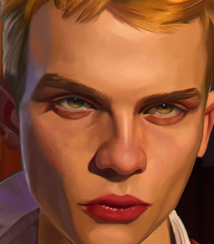 Shadows allow this piece to really come alive, not only shaping the face but delivering atmosphere. 

🎨  “Boy Portrait - Video Process” by joacoful: bit.ly/3mnBgAE 
#DigitalPainting #DigitalPortrait