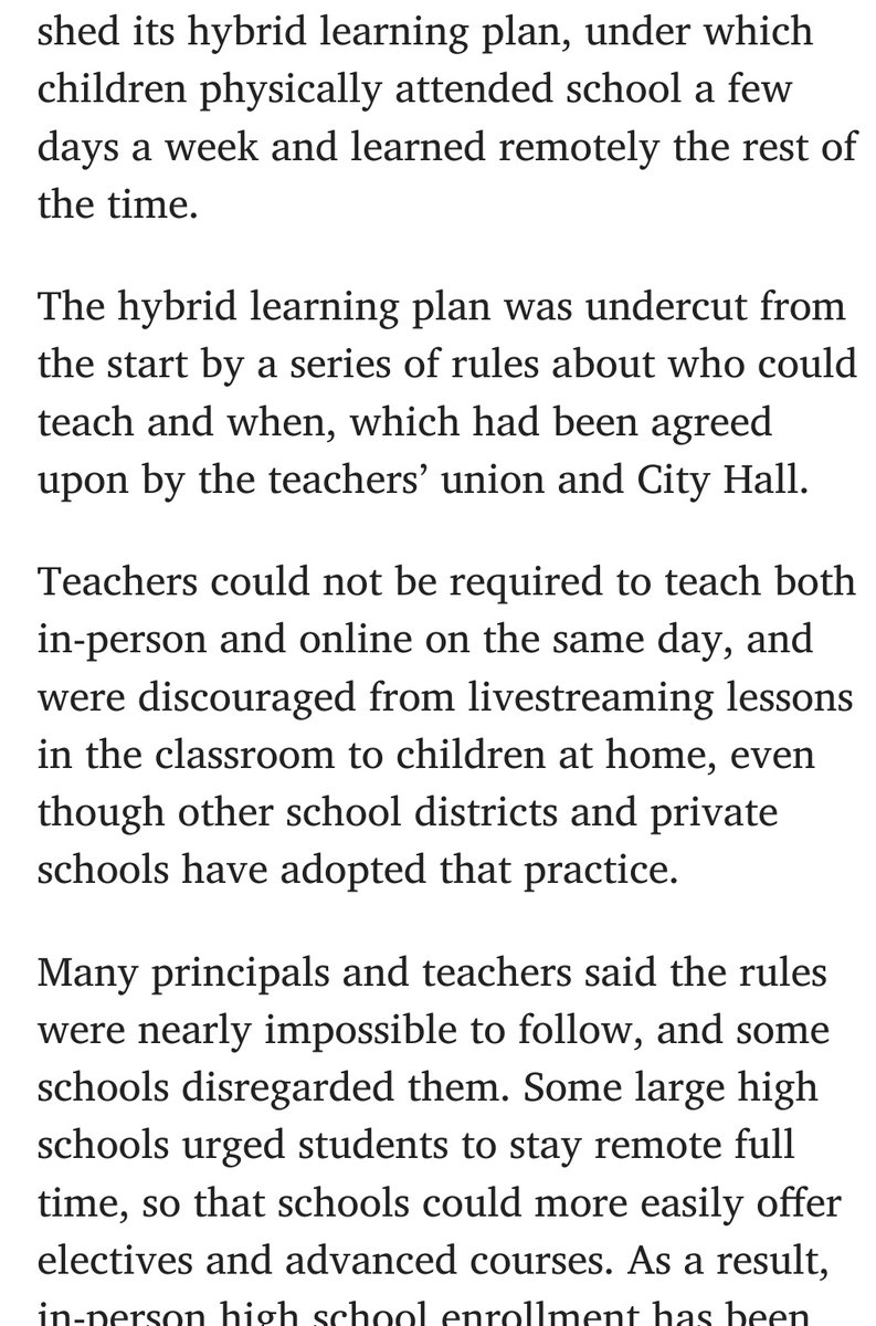 More on New York City Will Reopen Elementary Schools and Phase Out Hybrid LearningThe best part is that they're doing this while we surge. 2/3 I'm not sure if this is under paywall but think it's important to read.