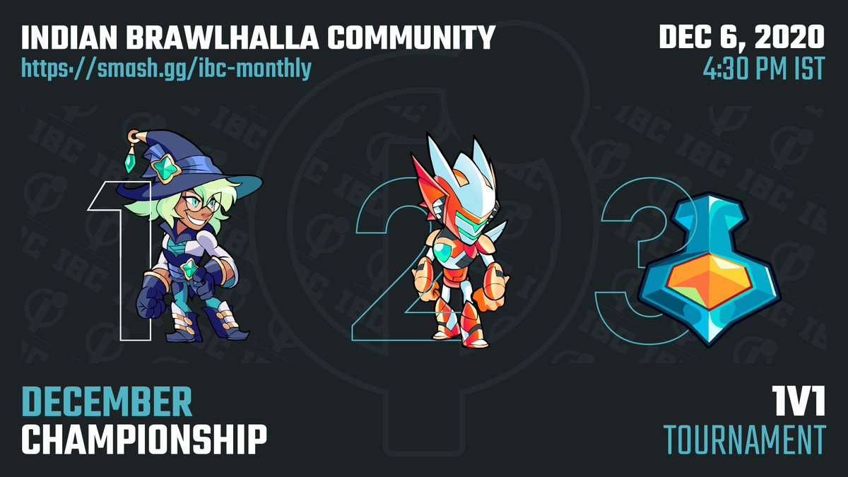IBC_Brawlhalla's tweet photo. Hello Brawlers!!, here we go again another tournament hosted by IBC. The December Championship 2020 both 1v1 and 2v2 on 6th &amp; 20th December respectively. The tournament will be streamed live on our Twitch channel. Hope u enjoy the tournament. @Brawlhalla  https://t.co/bU0171mttq https://t.co/0yUhAEWlE0