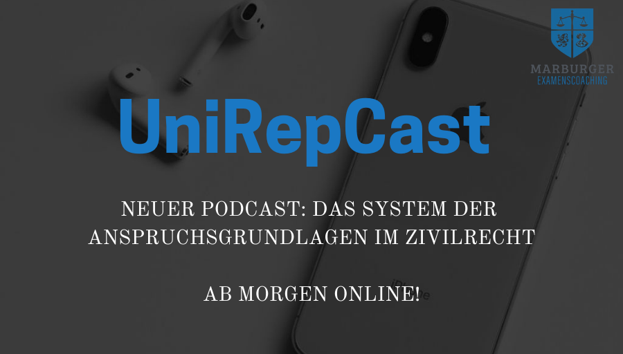 unirep_marburg's tweet photo. Nachdem wir uns im letzten Podcast vorgestellt haben, startet ab morgen der UniRepCast auch inhaltlich mit relevanten Themen rund um das erste Examen. Wir beginnen im Zivilrecht mit dem System der Anspruchsgrundlagen.
Wir wünschen weiterhin eine erfolgreiche Vorbereitung! https://t.co/6UIvMDfaCc