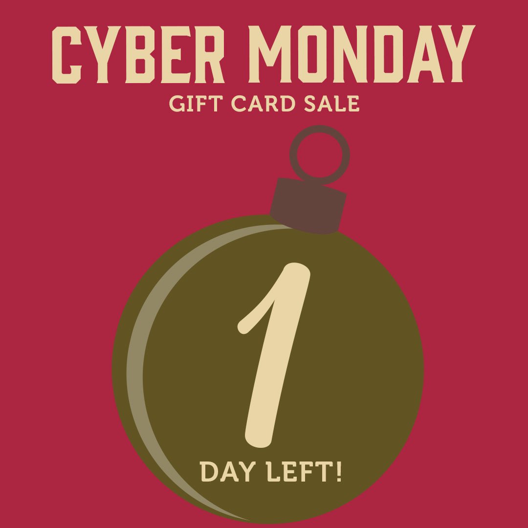 LasPalmasNash's tweet photo. Just one more day til our #CyberMonday Gift Card Sale! Available online only at https://t.co/RE1zuUs6Jz on Monday 11/30.

🎄 Buy $50 worth of gift cards and receive a $25 gift card for FREE⁣⁣⁣
🎄 Buy $100 worth of gift cards and receive a $50 gift card for FREE ⁣⁣⁣ https://t.co/cpTxSxv821