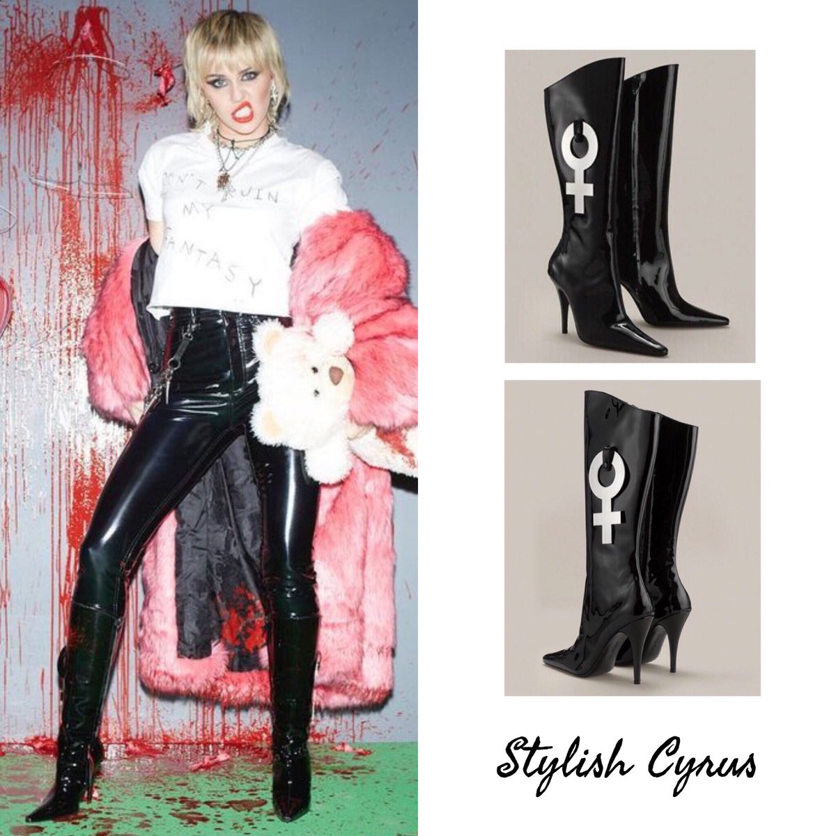 Miley Cyrus Fashion on X: was able ID these super fierce boots @mileycyrus wore in her Tik Tok Watermarked the other day! MC wears Agent Provocateur's 'Monike' Patent
