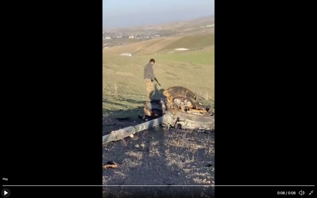 20. Some more old losses + stuff missed these via  @khalfaguliyevPic 1) T-72B or AV. Unclear but probably #275 + a triangle before it (NKR/AR numbering)P 2+3) from 2 videos of apparently same destroyed T-72 Camouflage on barrel suggest NKR/ArmenianPic 4) A damaged NKR URAL-4320