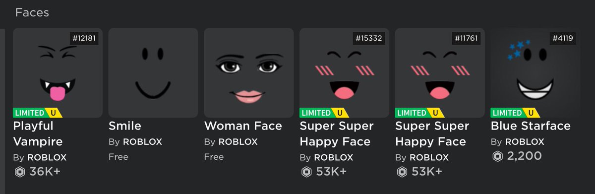 Super Super Happy Face & Playful Vampire Limited face Roblox