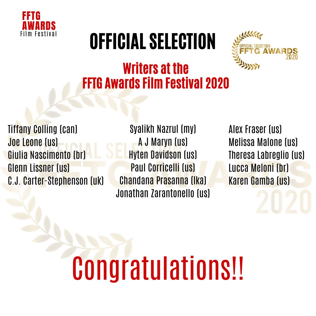 FftgAwards's tweet photo. Filmmakers & Writers at the FFTG Awards Film Festival 2020.
Visit https://t.co/dq6mzxzeDc to view the full slate.
#FFTG #FFTGAwards #FFTGAwardsofficialselection2020 #FFTG #officialselection2020 #filmfestival #filmfestivals #filmmaking #filmmakers #writers https://t.co/WITrHK2kTl