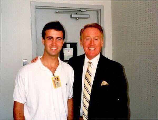 DonOrsillo's tweet photo. A very Happy 93rd Birthday to the best to ever do this. @TheVinScully. As nice a gentleman in 1989 as he is in 2020. Also, has aged far better than I. 😂 https://t.co/lbLppSK7nf