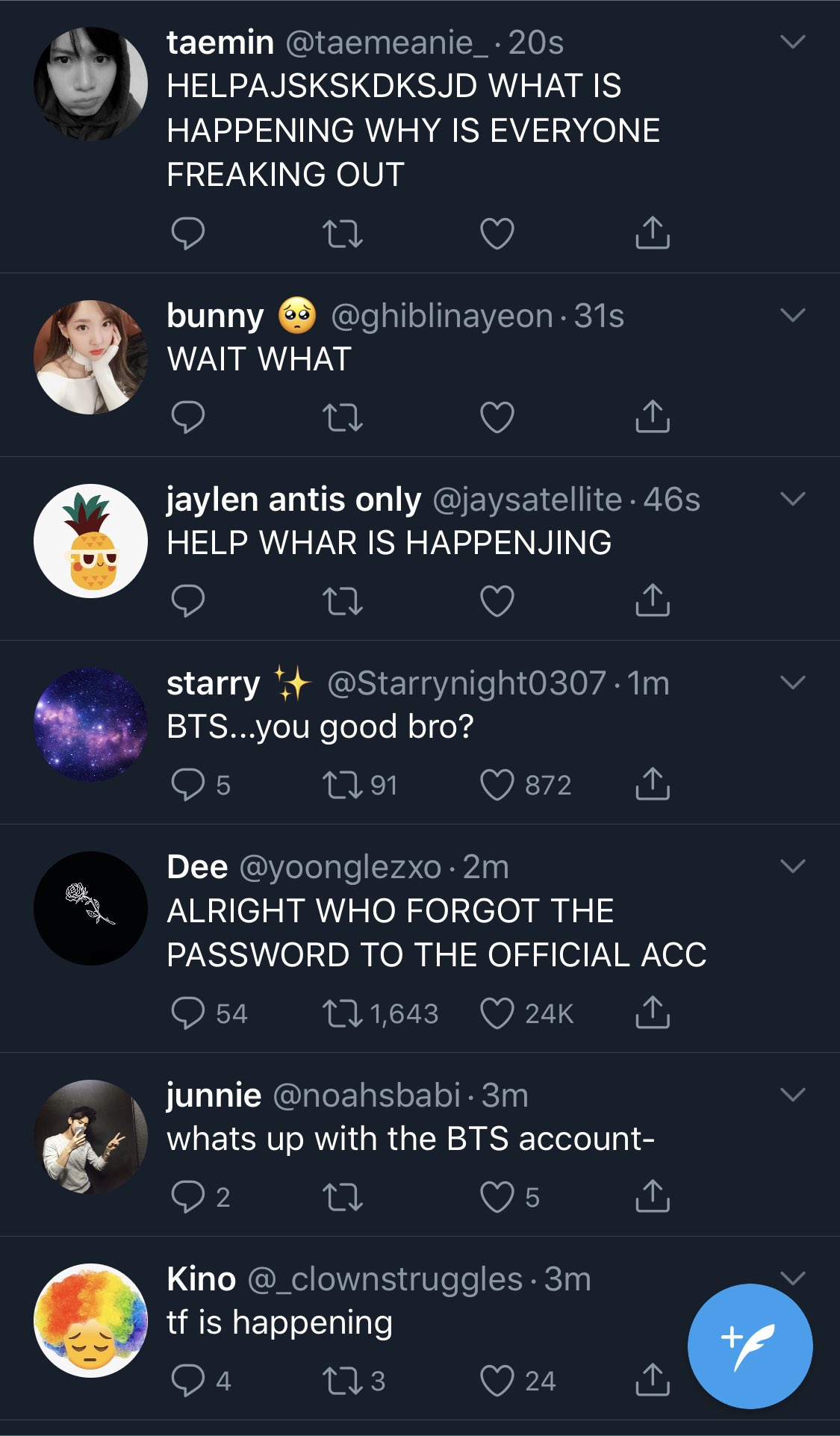 Kales A Bts And Army Au Where An Army Accidentally Figures Out The Password To The Bts Official Account T Co Eyuhdhamws Twitter