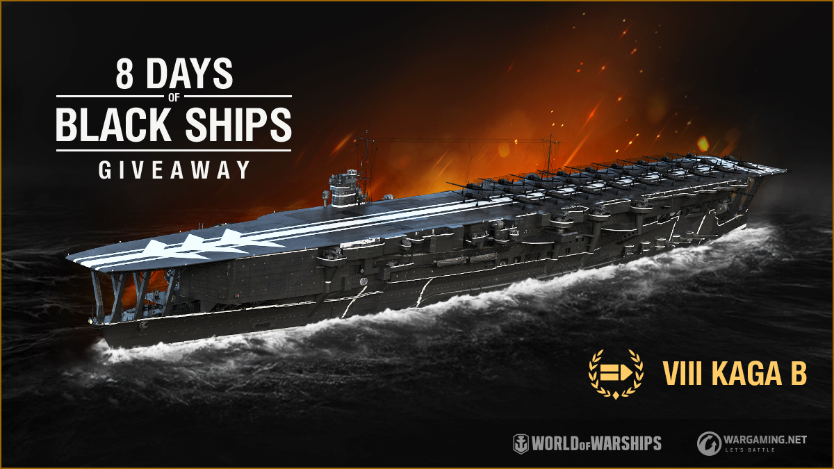WorldofWarships's tweet photo. On the 3rd day of the #8DaysofBlackShips giveaway, we're giving you the opportunity to win a Kaga B! 

To Enter: 
1. Follow this page 
2. Retweet this post 
3. Leave your player name and server in the comments 

The winner will be chosen and announced on Dec 3. https://t.co/5T0SG8yYVC