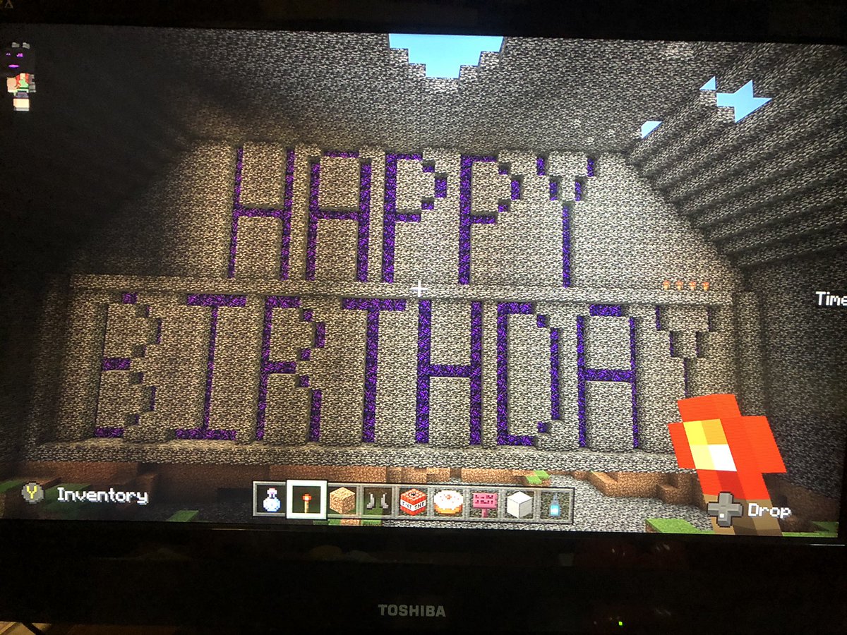 Psycho__Becca's tweet photo. I was pretty drunk, but managed to take this Friday for my @Minecraft birthday stream. I’m surrounded by so many amazing people and I love all of you that shared this with me. Thank you, thank you, thank you ❤️ #birthdaystream #customminecraft https://t.co/3qvqggRyAe