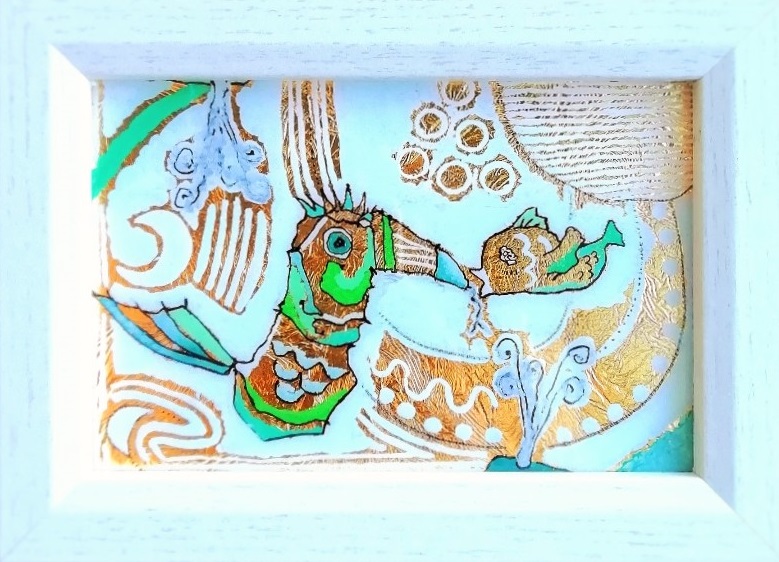 えにしつぐ おはようございます 先日 堀尾一郎氏のガラス絵ワークショップに 参加させていただきました 堀尾先生の心得や技法に感銘を受けつつ 男の子にも教わり 楽しかったです F これからもガラス絵に携わる端くれとして 表現を磨きます おー