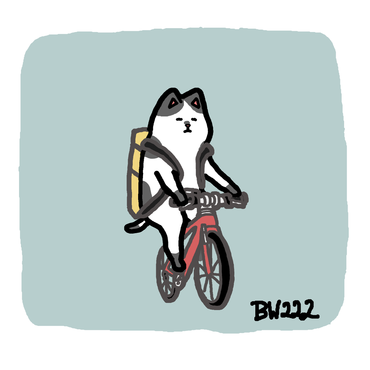 くろもり 自転車通学ネコさんを描きました 最近の中高生の自転車はかっこいいものが多いです イラスト ゆるいイラスト イラスト好きさんと繋がりたい 創作 冬の創作クラスタフォロー祭り 猫 イラスト練習中 サイクリング 自転車通学 自転車