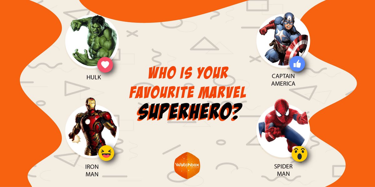 WatchboxNetwork's tweet photo. We want to know who is your favorite Marvel #Superhero!!
Comment down the emoji representing your favorite Marvel Superhero.
#watchboxnetwork #watchbox #movie #actionmovies #marvel #marvelsuperheroes #hulk #captainamerica #ironman #spiderman #AJBrown #DarthVader #hero https://t.co/7HeiljVWuO