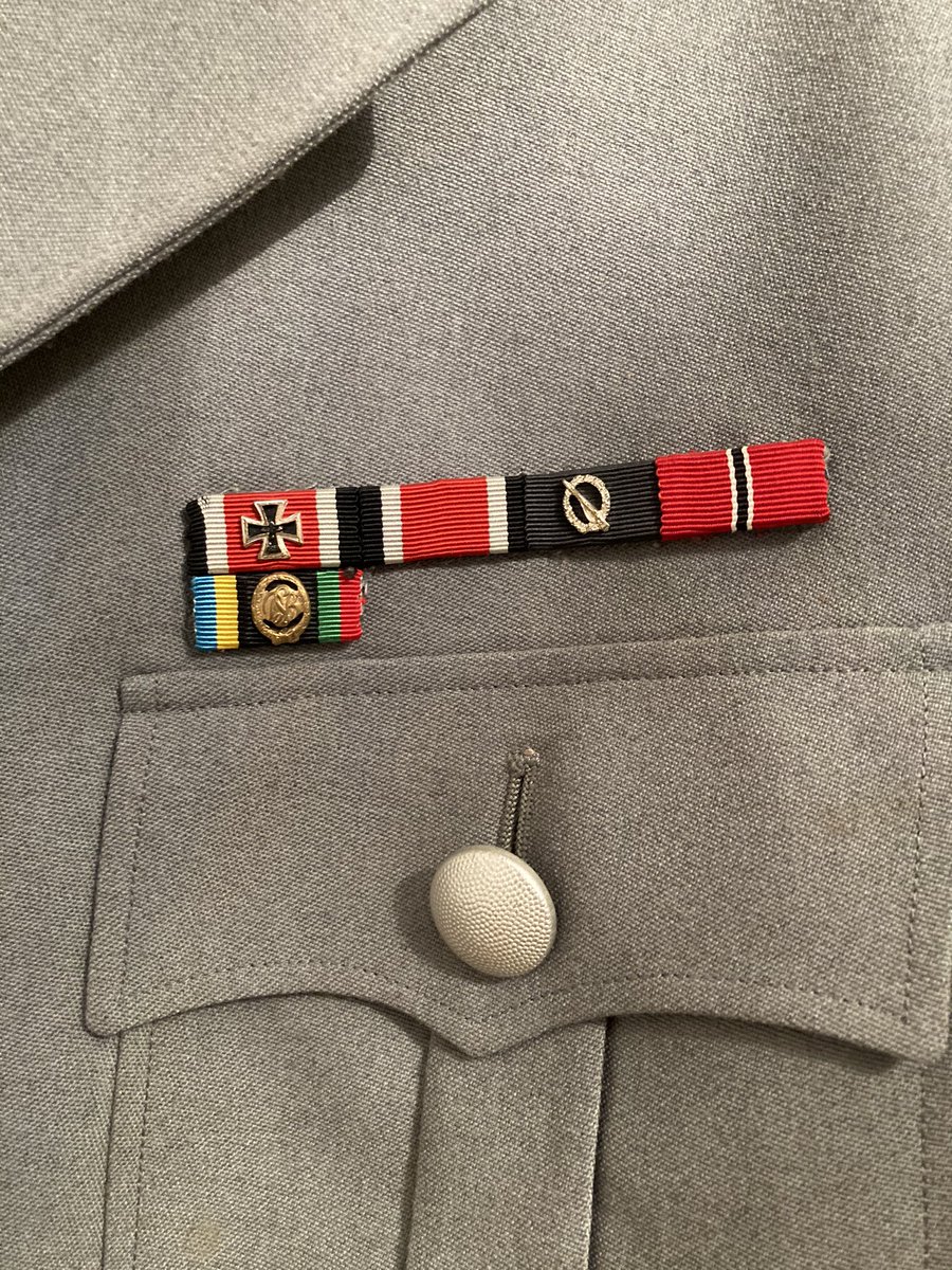 The owner of this jacket served in the USSR during the winter of 1941-42, hence the Eastern Medal. The Infantry Badge means he took part in at least three infantry assaults in as many days, at least. He was also highly decorated for ‘bravery in the field’.