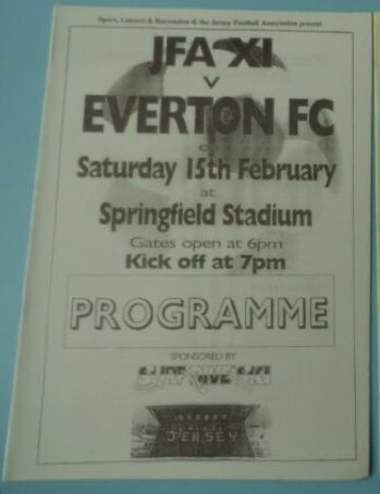 #161 Jersey FA Select XI 1-10 EFC - Feb 15, 1997. EFC faced a Jersey FA Select XI in a friendly to commemorate Springfield Stadium’s new stand in St Helier. EFC won 10-1, their biggest friendly win for 33yrs, with goals from Barmby (4), Ferguson (2), Speed (2), McCann & Thomsen.