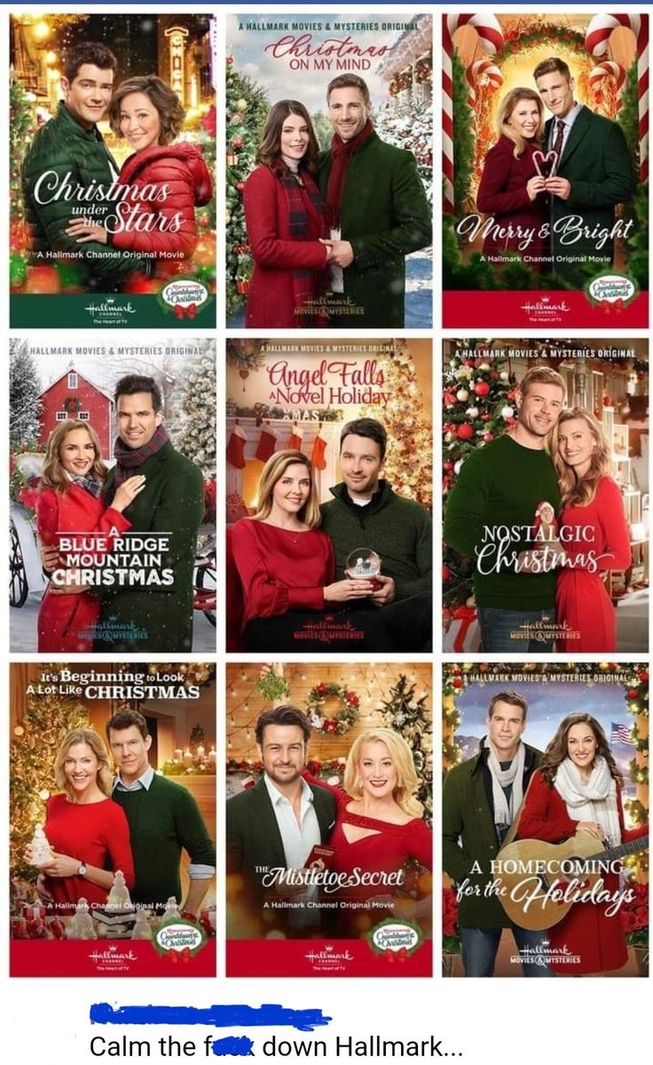 I hadn't ever noticed, but <a href="/hallmarkchannel/">Hallmark Channel</a> white Christmas comes in a red &amp; black motif. 🤣 #CalmDown #ChristmasChanges #DiversityMatters