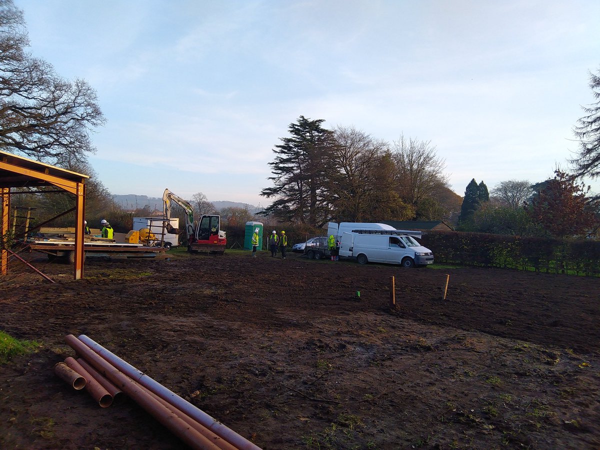 Our wonderful new hut going up today in sunny Beaminster