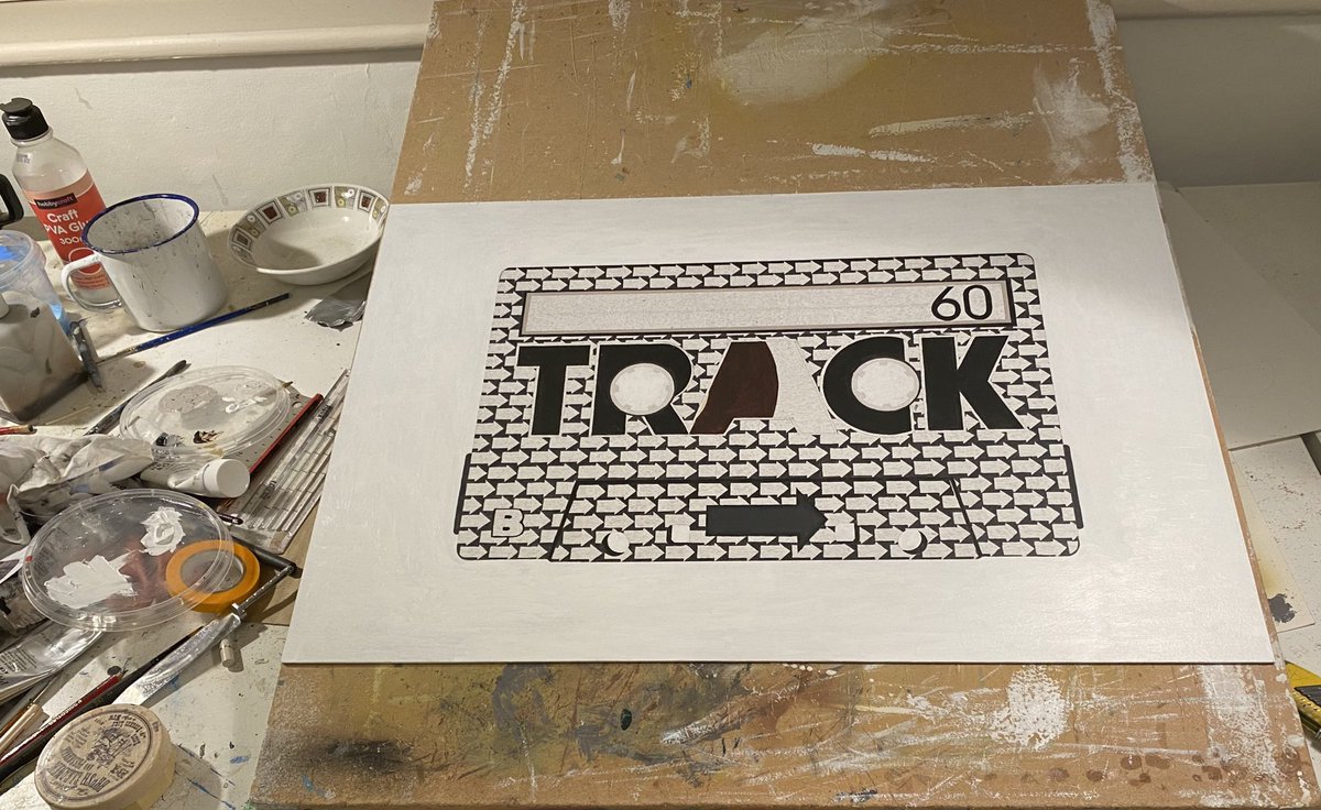 horacepanterart's tweet photo. Progress on this week’s cassette painting. #labourintensive #slowpainting 😉 https://t.co/oDIaAVHQAT