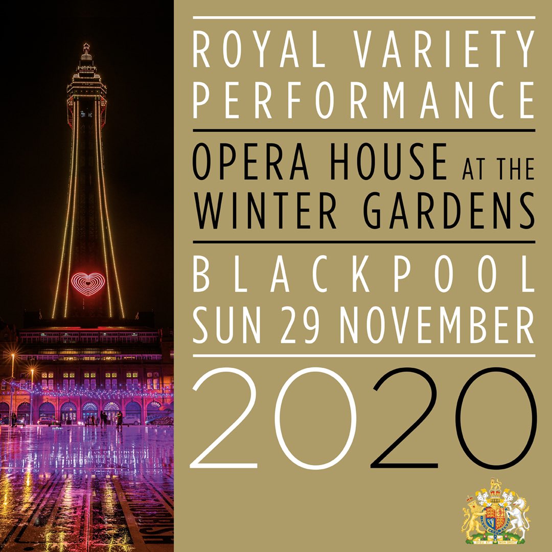 RoyalVariety's tweet photo. The Royal Variety Performance 2020 has brought some sunshine to #Blackpool tonight. Thanks to our supporters and to those who made this happen 🌟 #Variety4Charity #RoyalVariety @WGBpl https://t.co/9yL6MhM1jF