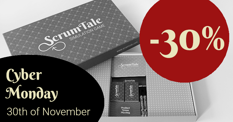 ScrumTale's tweet photo. Have you missed ScrumTale Black Friday sale? Don't worry - Cyber Monday is here! Take your #Agile &amp; #Scrum trainings to another level and get -30% on ALL our products, licenses and facilitation workshops. Only this Monday with #cyber2020 promo code at https://t.co/RTOcCrI8xP